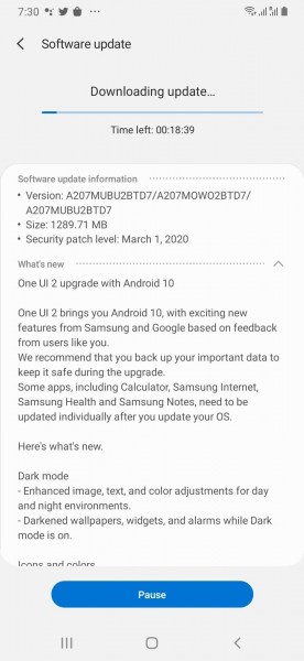 يحصل Samsung Galaxy A20s على تحديث One UI 2.0 المستند إلى Android 10